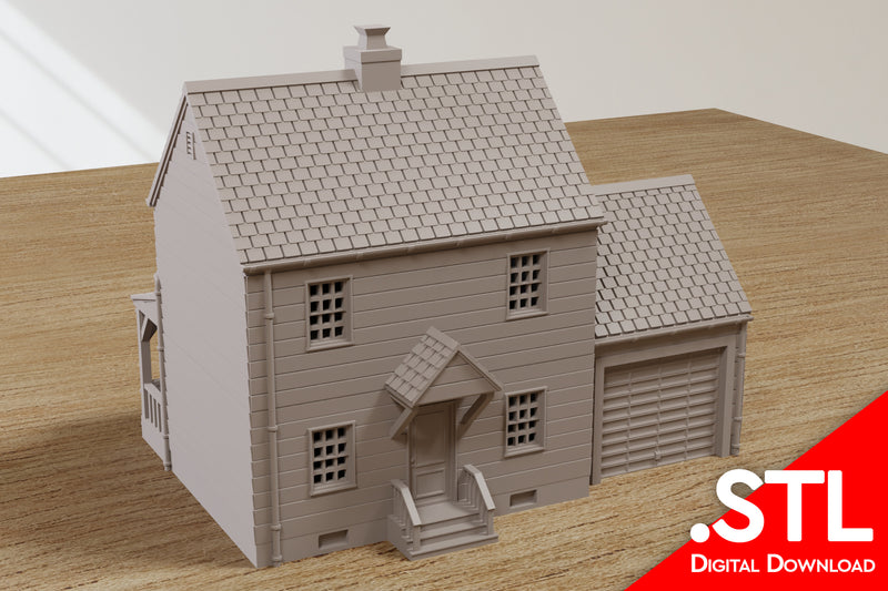American Classic Suburban House with Garage DS2 - Digital Download .STL file for 3D Printing