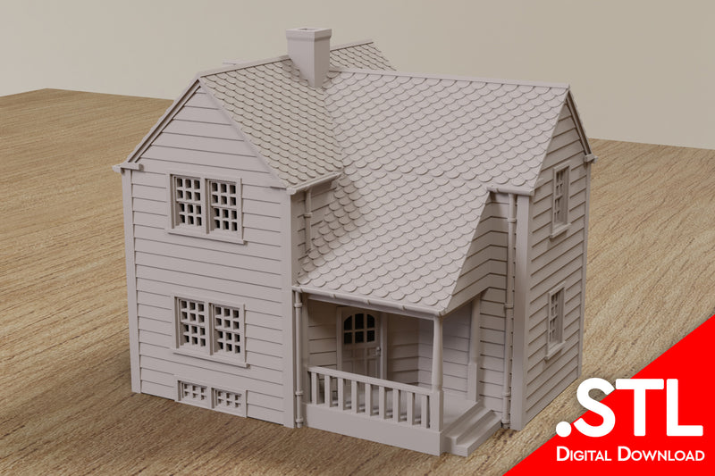 Maison de banlieue américaine classique DS3 - Téléchargement numérique du fichier .STL pour impression 3D