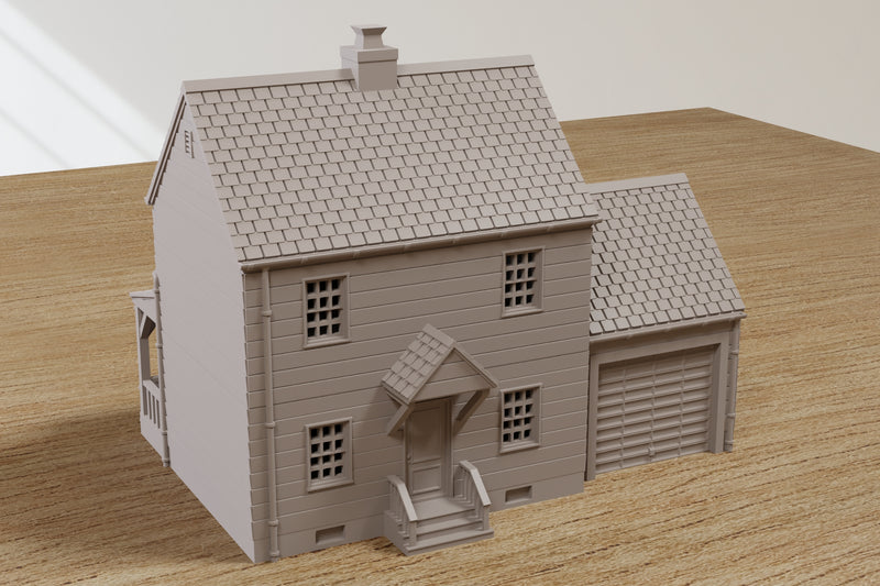 American Classic Suburban House with Garage DS2 - Digital Download .STL file for 3D Printing