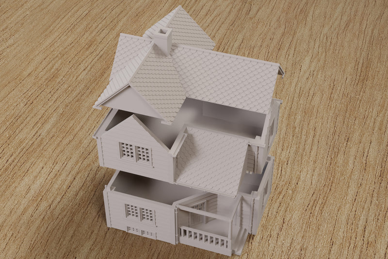 Maison de banlieue américaine classique DS3 - Téléchargement numérique du fichier .STL pour impression 3D