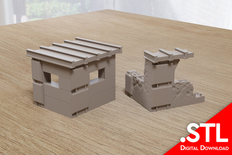 Concrete Block Guard Post - Zona Alfa Wargaming Terrain - Digital Download .STL file for 3D Printing