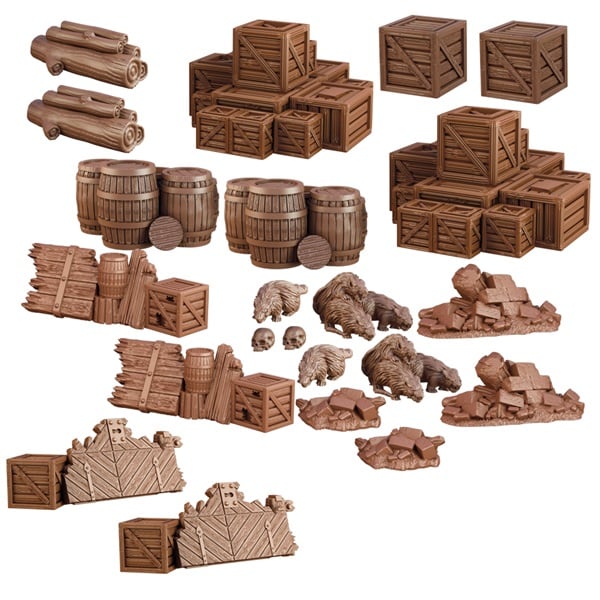 Terrain Crate: Dungeon Crates and Barrels – Fantasy Terrain Set (28mm–32mm)