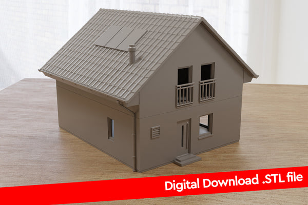 Deutsches modernes Einfamilienhaus T1 - Digitaler Download. STL-Dateien für den 3D-Druck