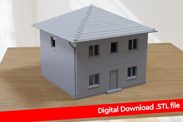 Deutsche moderne StadtVilla T1 - Digitaler Download .STL-Dateien für den 3D-Druck