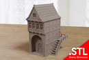 Quartier médiéval de la vie nocturne Maison H2 - WW2 Terrain de jeu de guerre miniature - Téléchargement numérique : fichier .STL pour impression 3D