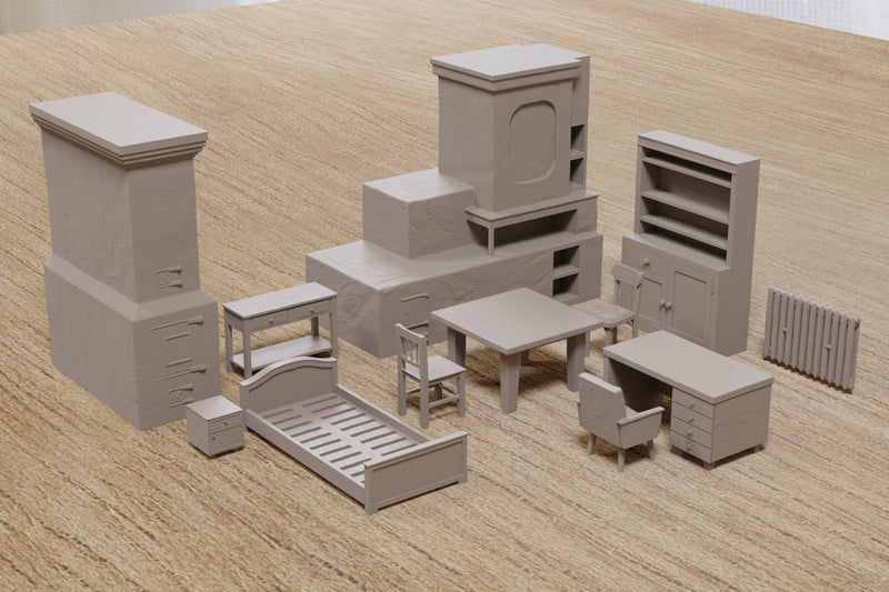 Soviet Era Furniture Vol. 1 – 28mm Scatter Terrain - Digital Download .STL file for 3D Printing
