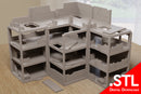 Verlassenes Industriegebäude STL – 28mm Modulare Ruinenfabrik | Zona Alfa / Postapokalyptisches Wargaming-Gelände – Digitaler Download .STL-Datei für 3D-Druck