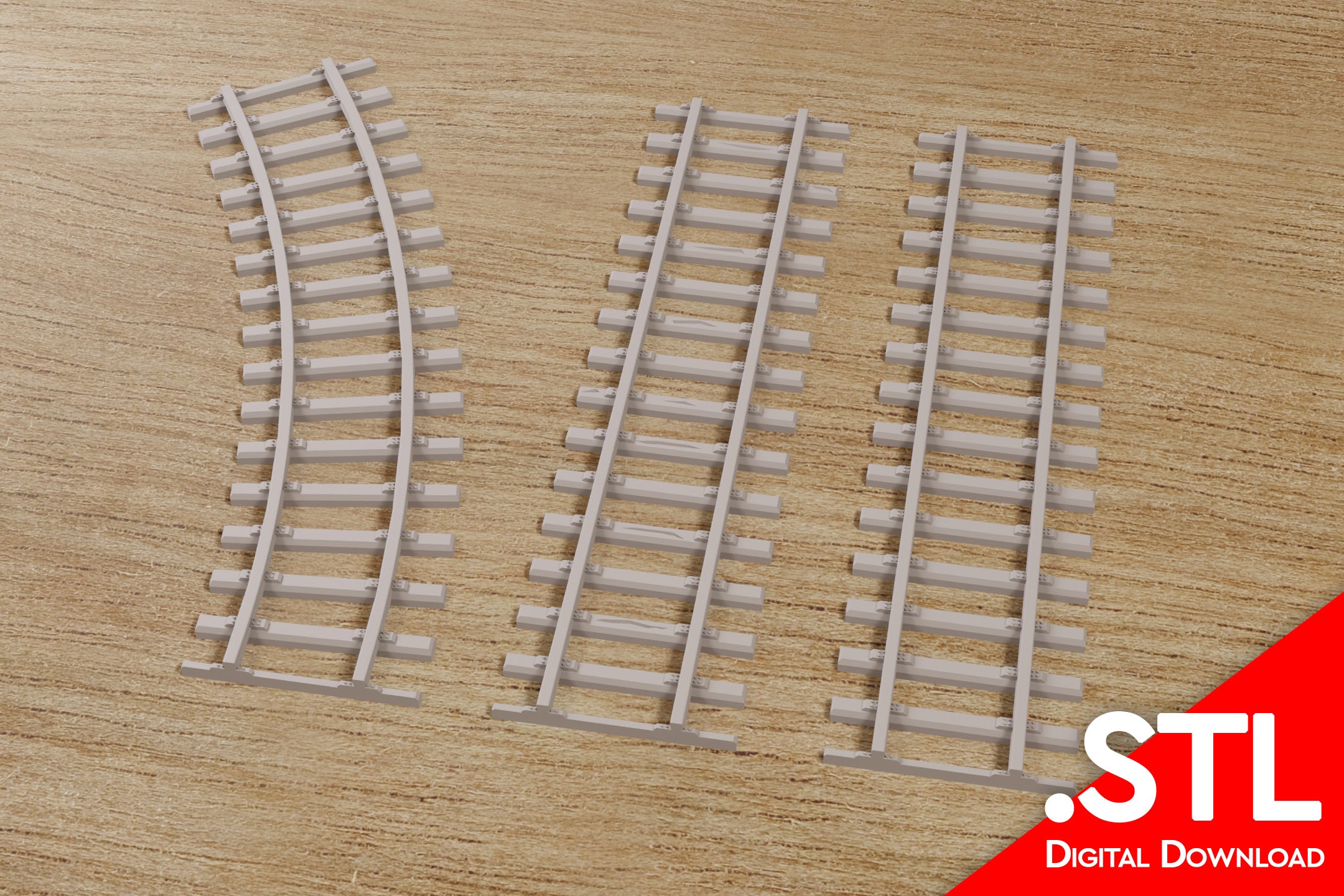 Train Track. Download Train Tracks Set, Straight and Curved - Digital Download .STL Files fo