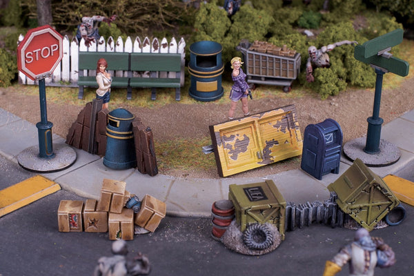 Geländekiste: Stadtzubehör – Modernes urbanes Geländeset (Maßstab 28 mm)