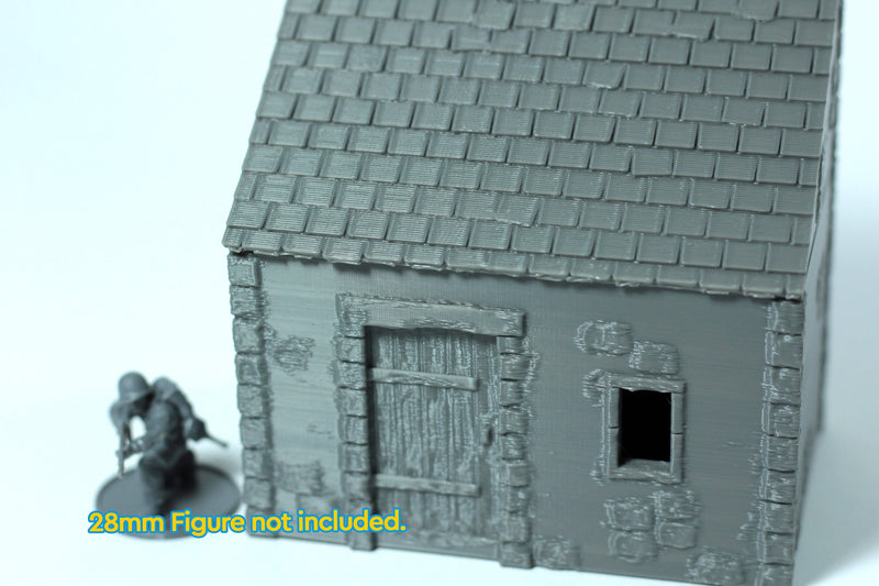 Small Stone Normandy Shed T1 (Volume 1) - Tabletop Wargaming WW2 Terrain | 15mm 20mm 28mm Miniature 3D Printed Model | Bolt Action