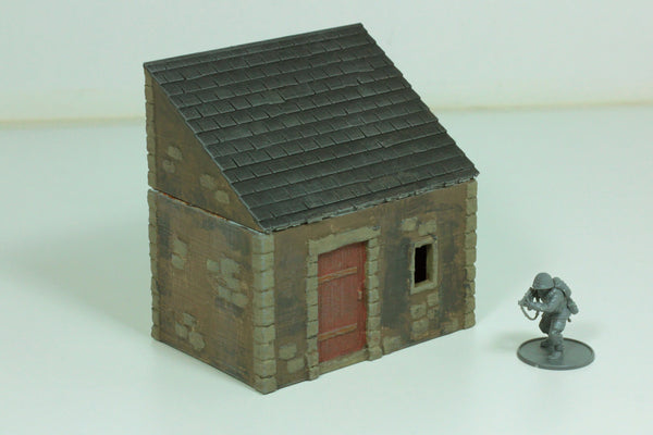 Small Stone Normandy Shed T1 (Volume 1) - Tabletop Wargaming WW2 Terrain | 15mm 20mm 28mm Miniature 3D Printed Model | Bolt Action