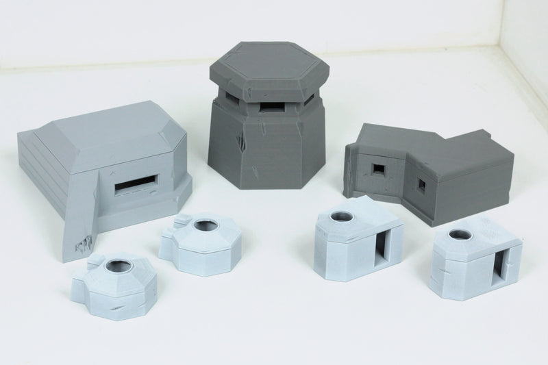 Atlantic Wall Bunkers Set (7 Bunkers) Tabletop Wargaming WW2 Terrain - 15mm - 20mm - 28 - Miniature 3D Printed Model