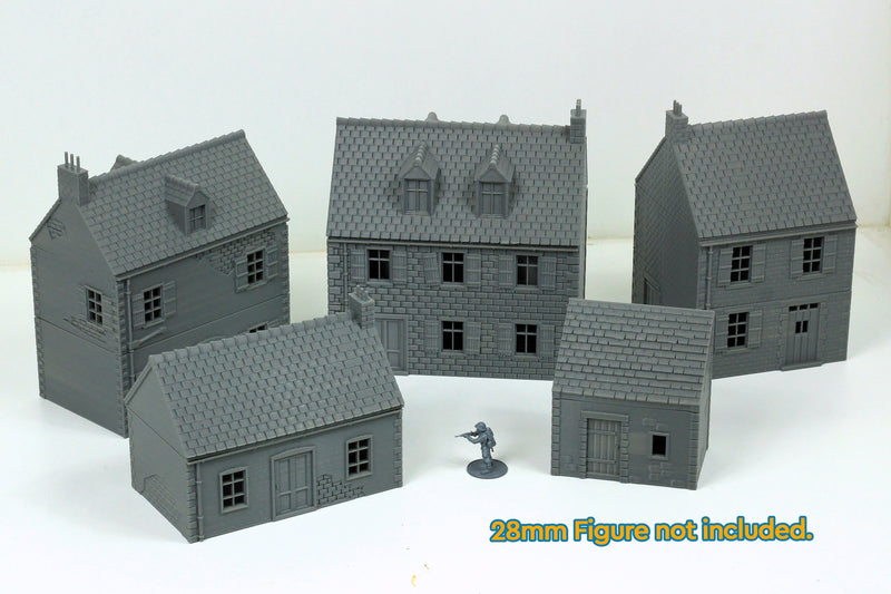 Normandy French Village Set (VOLUME 1) - Tabletop Wargaming WW2 Terrain | 15mm 20mm 28mm Miniature 3D Printed Model | Flames of War