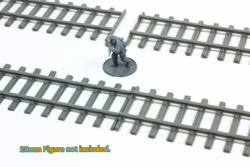 3D Printed 28mm Train Tracks for Wargaming – Curved or Straight Set of 6 | Miniature Terrain