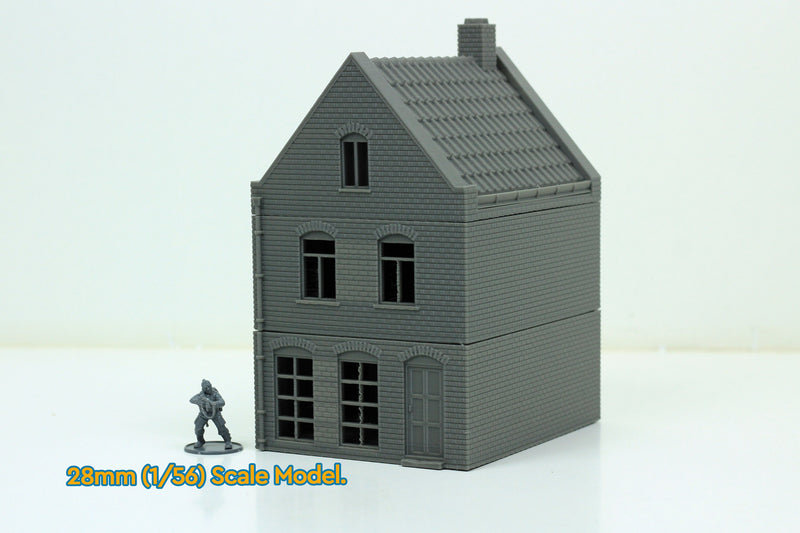 Dutch Spout Facade House - Tabletop Wargaming WW2 Terrain | 15mm 20mm 28mm HO Miniature 3D Printed Model | Bolt Action
