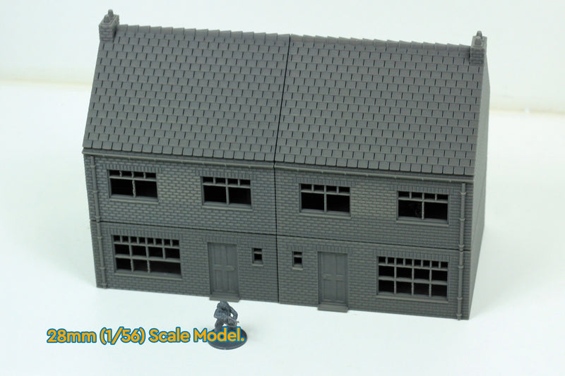 Dutch Terraced House Double - Tabletop Wargaming WW2 Terrain | 15mm 20mm 28mm HO Miniature 3D Printed Model | Bolt Action