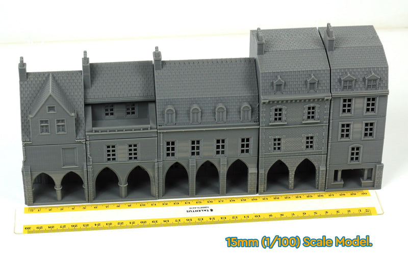 Carentan The Medieval Arcades Row - Tabletop Wargaming WW2 Terrain | 15mm 20mm 28mm HO Scale 3D Printed Miniature