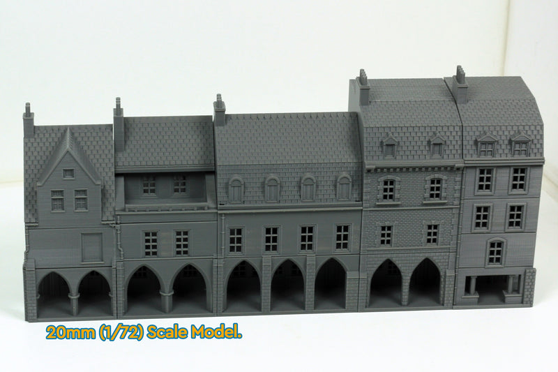 Carentan The Medieval Arcades Row - Tabletop Wargaming WW2 Terrain | 15mm 20mm 28mm HO Scale 3D Printed Miniature