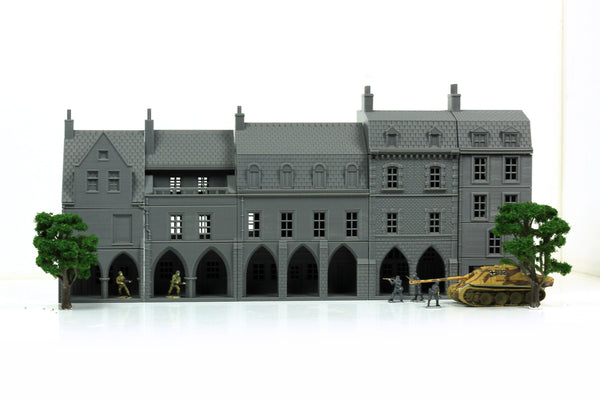 Carentan The Medieval Arcades Row - Tabletop Wargaming WW2 Terrain | 15mm 20mm 28mm HO Scale 3D Printed Miniature