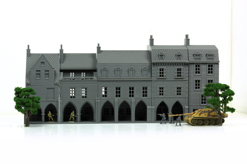 Carentan The Medieval Arcades Row - Tabletop Wargaming WW2 Terrain | 15mm 20mm 28mm HO Scale 3D Printed Miniature