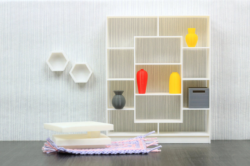 Large Modern Bookshelf - Dollhouse Miniature 1:12 Miniature Dollhouse Furniture