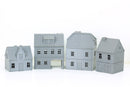 German Village Set of 4 Houses - Tabletop Wargaming Terrain - Miniature Gaming - 3D Printed
