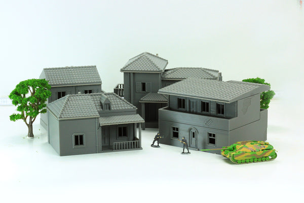 Italian Village Set - 4 Houses - Historical Tabletop Wargaming Terrain - Miniature Gaming - 3D Printed