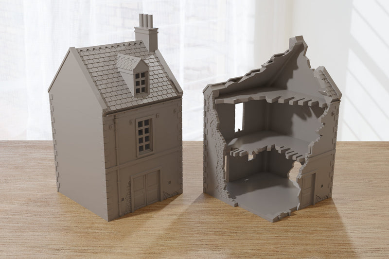 Normandy French Village House DS-T6 (VOLUME 2) - Tabletop Wargaming Terrain | Destroyed - Intact | 3D Printed Miniature | Flames of War
