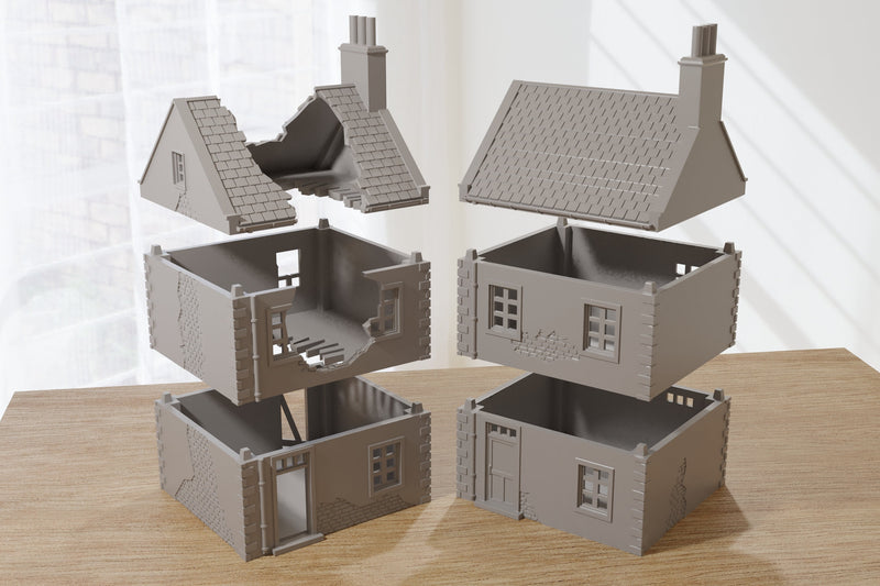 Normandy French Village House DS-T7 (VOLUME 2) - Tabletop Wargaming Terrain | Destroyed - Intact | 3D Printed Miniature | Flames of War