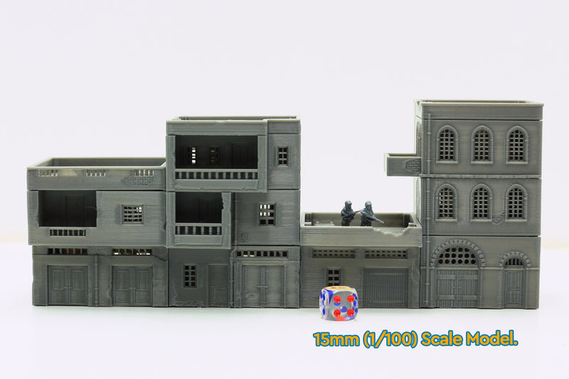 Arab Urban Buildings set of Four Town Houses - Tabletop Wargaming Terrain - Miniature Gaming - 3D Printed