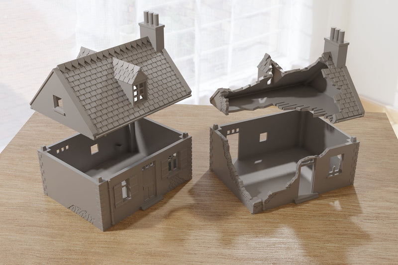 Destroyed or Intact - Normandy French Village Set (VOLUME 2) - Tabletop Wargaming WW2 Terrain | Miniature 3D Printed Model | Flames of War