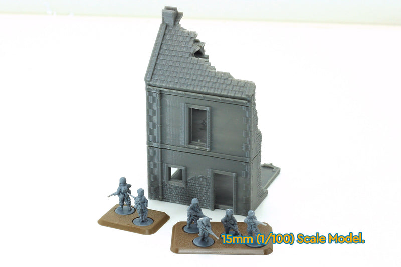 Normandy French Village House DS-T6 (VOLUME 2) - Tabletop Wargaming Terrain | Destroyed - Intact | 3D Printed Miniature | Flames of War