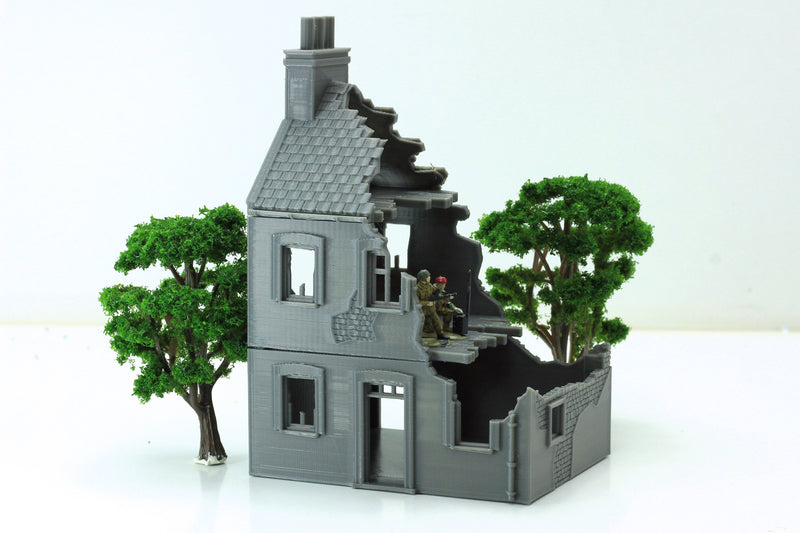 Normandy French Village House DS-T5 (VOLUME 2) - Tabletop Wargaming Terrain | Destroyed - Intact | 3D Printed Miniature | Flames of War