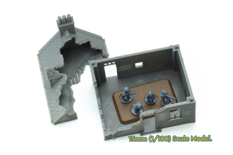 Normandy French Village House SS-T2 (VOLUME 2) - Tabletop Wargaming Terrain | Destroyed - Intact | 3D Printed Miniature | Flames of War