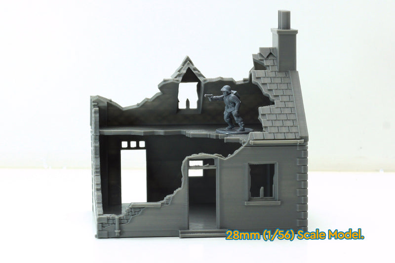 Normandy French Village House SS-T2 (VOLUME 2) - Tabletop Wargaming Terrain | Destroyed - Intact | 3D Printed Miniature | Flames of War