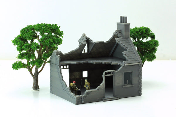 Normandy French Village House SS-T2 (VOLUME 2) - Tabletop Wargaming Terrain | Destroyed - Intact | 3D Printed Miniature | Flames of War