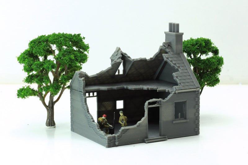 Normandy French Village House SS-T2 (VOLUME 2) - Tabletop Wargaming Terrain | Destroyed - Intact | 3D Printed Miniature | Flames of War