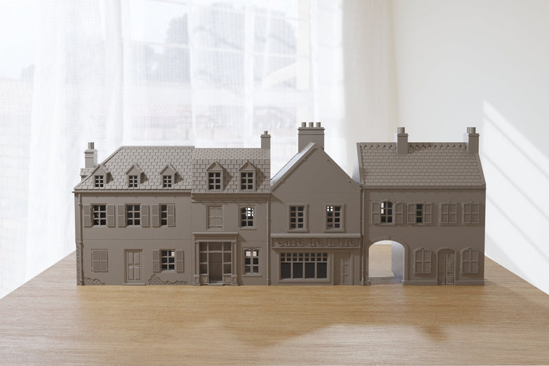 Sainte-Mère-Église French Town Set - Tabletop Wargaming WW2 Terrain | Miniature 3D Printed Model | Flames of War & Bolt Action