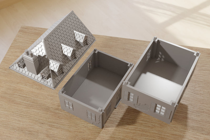 Sainte-Mère-Église French Town Set - Tabletop Wargaming WW2 Terrain | Miniature 3D Printed Model | Flames of War & Bolt Action