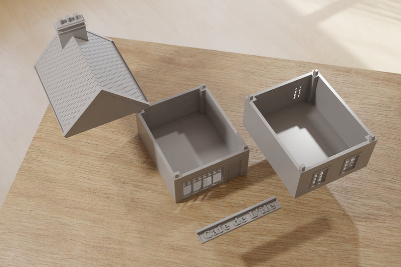 Sainte-Mère-Église French Town Set - Tabletop Wargaming WW2 Terrain | Miniature 3D Printed Model | Flames of War & Bolt Action