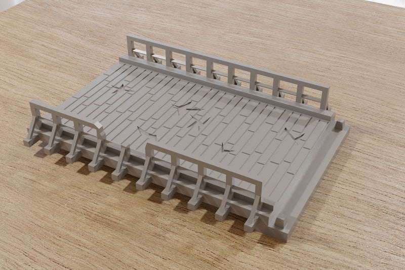Flat Wooden Bridge - Tabletop Wargaming WW2 Terrain Miniature | 15mm 20mm 28mm | 3D Printed Model