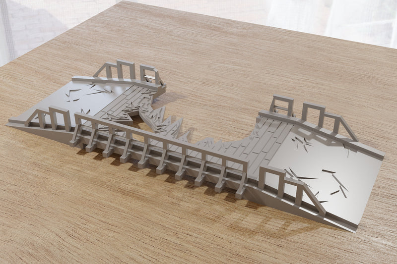 Flat Wooden Bridge - Tabletop Wargaming WW2 Terrain Miniature | 15mm 20mm 28mm | 3D Printed Model