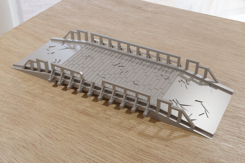 Flat Wooden Bridge - Tabletop Wargaming WW2 Terrain Miniature | 15mm 20mm 28mm | 3D Printed Model