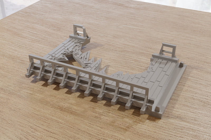 Flat Wooden Bridge - Tabletop Wargaming WW2 Terrain Miniature | 15mm 20mm 28mm | 3D Printed Model