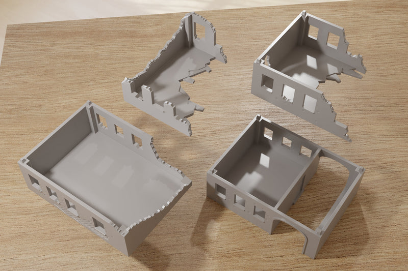 Stalingrad Ruined Residentials SRH MST2 - Tabletop Wargaming WW2 Terrain | Miniature 3D Printed Model | Flames of War & Bolt Action