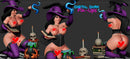 Kneeling Witch - Sexy Pin-Up Fan Art - 3D Printed Miniature Figure - 32mm / 75mm Scale - Garage Kit