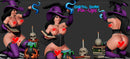 Kneeling Witch - Sexy Pin-Up Fan Art - 3D Printed Miniature Figure - 32mm / 75mm Scale - Garage Kit
