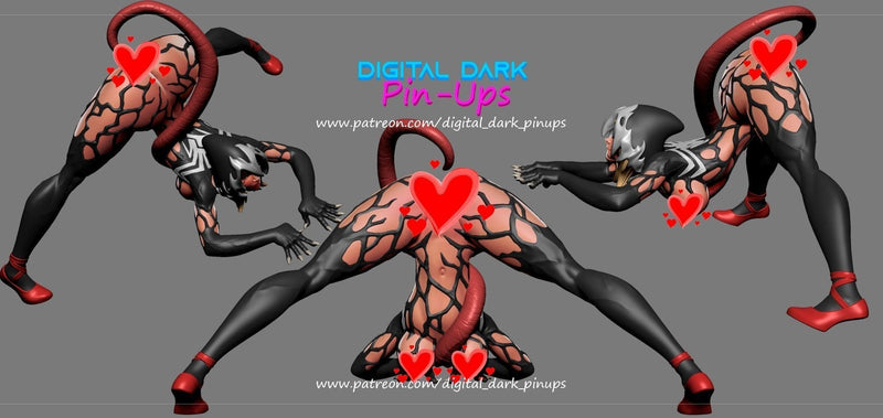 Gwenom - Sexy Pin-Up Fan Art - 3D Printed Miniature Figure - 32mm / 75mm Scale - Garage Kit