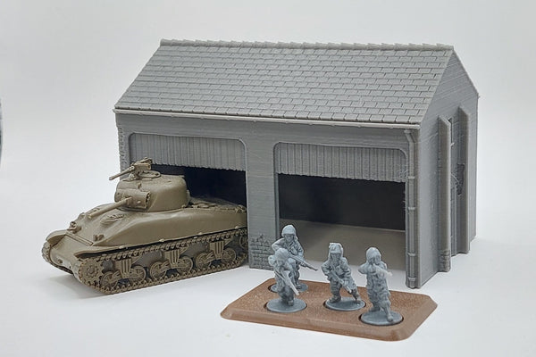 Truck Garage - Tabletop Wargaming WW2 Terrain | Miniature 3D Printed Model | Flames of War - Chain of Command