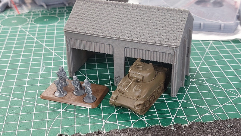 Truck Garage - Tabletop Wargaming WW2 Terrain | Miniature 3D Printed Model | Flames of War - Chain of Command